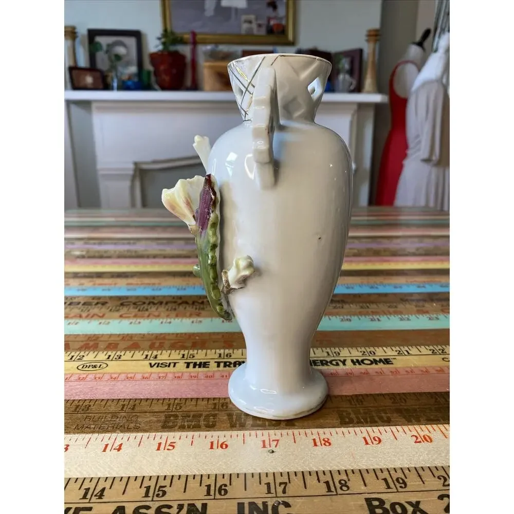 Thames Hand painted Ceramic Pottery Vase 7”Applied Cacti Floral Numbered 52/59